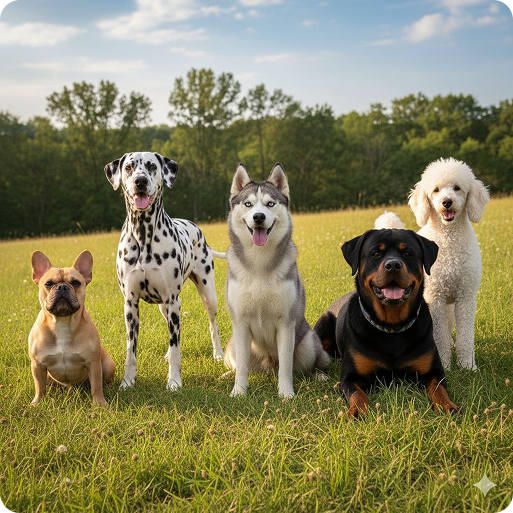 Заводчик с собаками